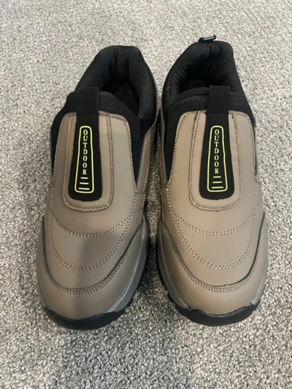 Mens Outdoor Non-slip Comfy Arch Support Walking Shoe-Wide Size 9-Khaki/B;ack
